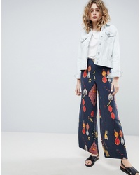Weekday Wide Leg Trousers In Graphic Print