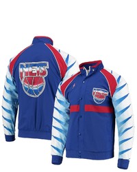 Mitchell & Ness Blue New Jersey Nets Hardwood Classics Authentic Warm Up Raglan Full Zip Jacket