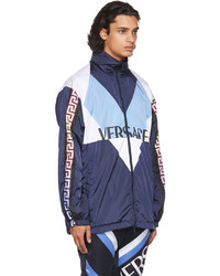 Versace Blue Nylon Logo Jacket