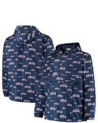 FANATICS Branded Navy Philadelphia 76ers Big Tall Allover Print Anorak Half Zip Jacket
