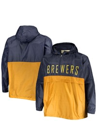 PROFILE Navygold Milwaukee Brewers Big Tall Split Body Anorak Half Zip Jacket At Nordstrom