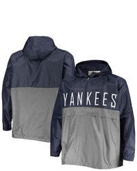 PROFILE Navygray New York Yankees Big Tall Split Body Anorak Half Zip Jacket At Nordstrom