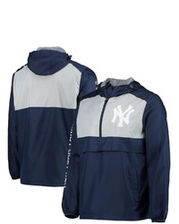 G-III SPORTS BY CARL BANKS Navygray New York Yankees Lineman Half Zip Hoodie Jacket At Nordstrom