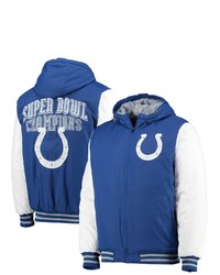 G-III SPORTS BY CARL BANKS Royal Indianapolis Colts Spike Commemorative Varsity Full Zip Jacket At Nordstrom