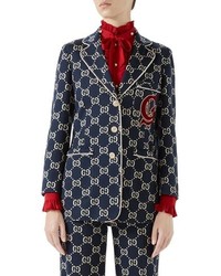 Gucci Gg Embroidered Jersey Blazer