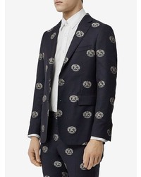 Burberry Slim Fit Fil Coup Crest Wool Tailored Jacket