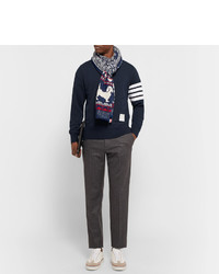Thom Browne Hector Intarsia Wool And Mohair Blend Scarf