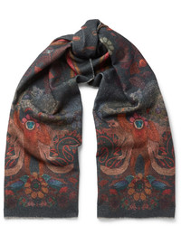 Paul Smith Monkey Print Wool And Cashmere Blend Scarf