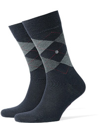 Navy Print Wool Socks