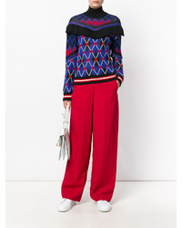 MSGM Plaid Style And Heart Print Layer Sweater