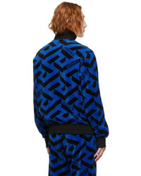 Versace Blue Black Velour Track Jacket