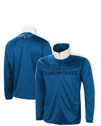 G-III SPORTS BY CARL BANKS Bluewhite Minnesota Timberwolves Zone Blitz Tricot Full Zip Track Jacket At Nordstrom