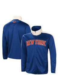 G-III SPORTS BY CARL BANKS Bluewhite New York Knicks Zone Blitz Tricot Full Zip Track Jacket