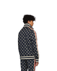Gucci Navy Cotton Jacquard Gg Jacket