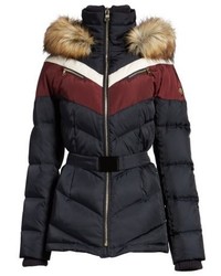 Vince Camuto Belted Down Feather Fill Coat With Faux Fur Trim Hood