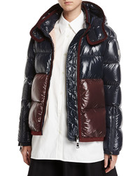 Moncler Cotinus Colorblocked Shiny Quilted Down Coat