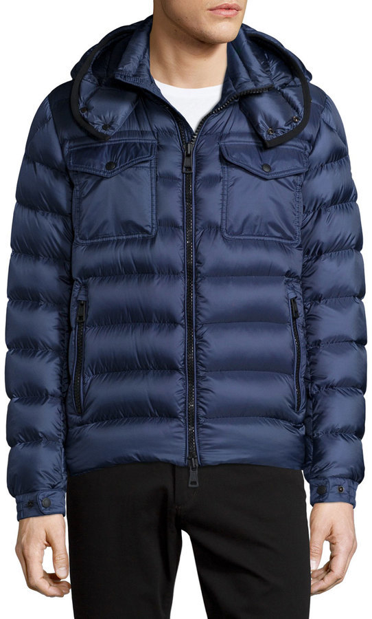 Moncler Edward Hooded Puffer Jacket Blue, $1,335 | Neiman Marcus ...