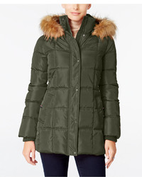 Tommy Hilfiger Faux Fur Trim Hooded Puffer Coat Only At Macys