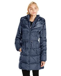 Betsey Johnson Long Puffer Coat With Cinched Waist