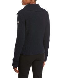 Moncler Maglia Zip Front Knit Combo Jacket Navy