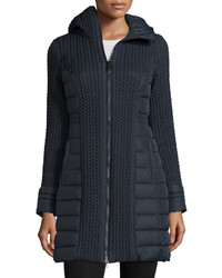 Post Card Mesa Cable Quilted Puffer Coat Navy
