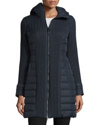 Post Card Mesa Cable Quilted Puffer Coat Navy