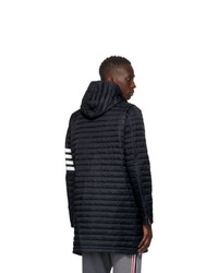 Thom Browne Navy Down 4 Bar Quilted Hooded Coat