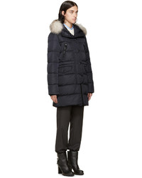 Moncler Navy Fur Down Fragonette Coat