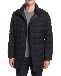 Cole Haan Stand Collar Quilted Down Coat With Inset Bib