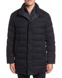 Cole Haan Stand Collar Quilted Down Coat With Inset Bib