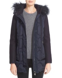 Moncler Theodora Water Resistant Hooded Jacket With Genuine Mongolian Fur Trim
