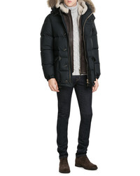 Burberry Brit Down Jacket With Fur Trimmed Hood