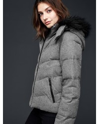 Gap Faux Fur Trim Wool Puffer Jacket