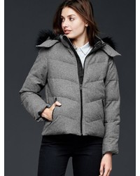 Gap Faux Fur Trim Wool Puffer Jacket