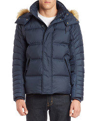 Andrew Marc Faux Fur Trimmed Puffer Coat