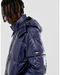 Tommy Jeans High Shine Puffer Jacket In Navy