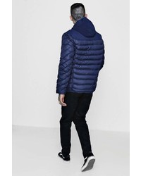 Boohoo Hooded Puffer With Sports Zip Tape