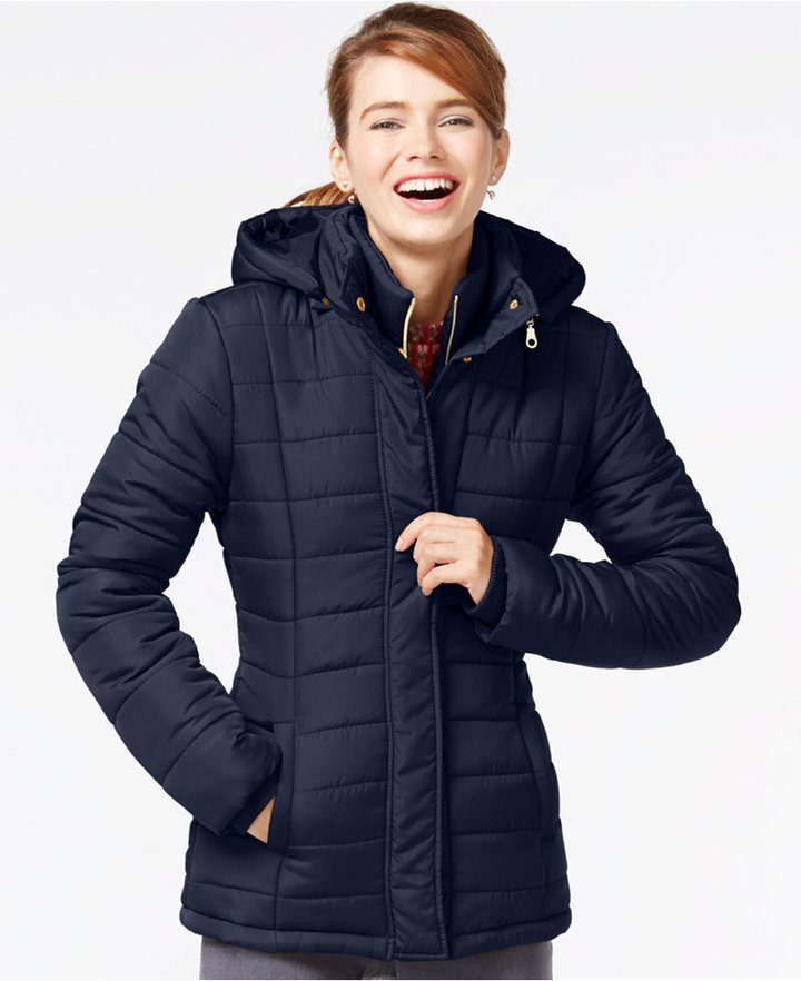 hooded quilted puffer jacket