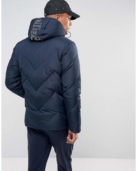 Ellesse Italia Duckdown Puffer Jacket With Hood Logo In Navy
