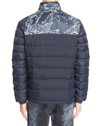 Versace Jeans Quilted Mixed Media Down Bomber Jacket