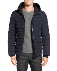Mackage Lux Water Repellent Hooded Down Jacket With Leather Trim