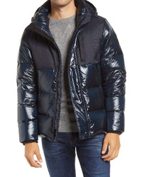 Vince Camuto Mix Media Hooded Puffer Coat