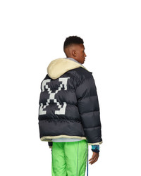 Off-White Navy And Down Scaffolding Zipped Puffer Jacket