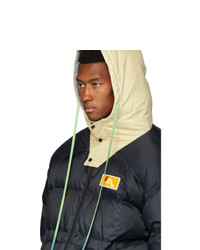 Off-White Navy And Down Scaffolding Zipped Puffer Jacket