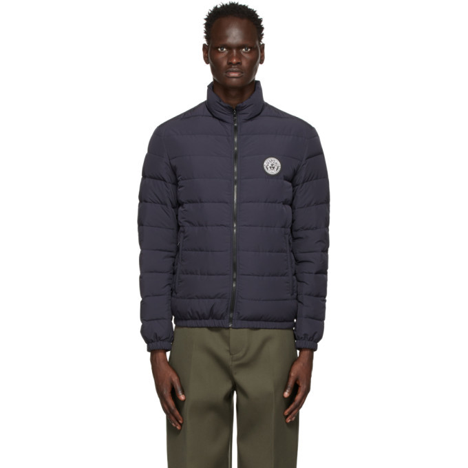 Versace Navy Down Medusa Patch Jacket, $1,175 | SSENSE | Lookastic