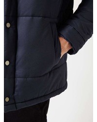 Topman Navy Hooded Puffer Jacket