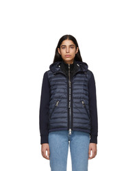 Moncler Navy Knit Combo Hooded Jacket