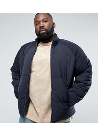 Asos Plus Puffer With Funnel Neck In Navy