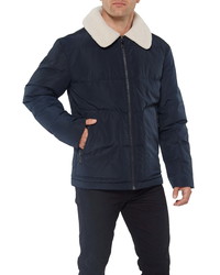 Vince Camuto Quilted Coat With Sherpa Collar