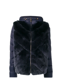Liska Rabbit Fur Padded Hooded Coat